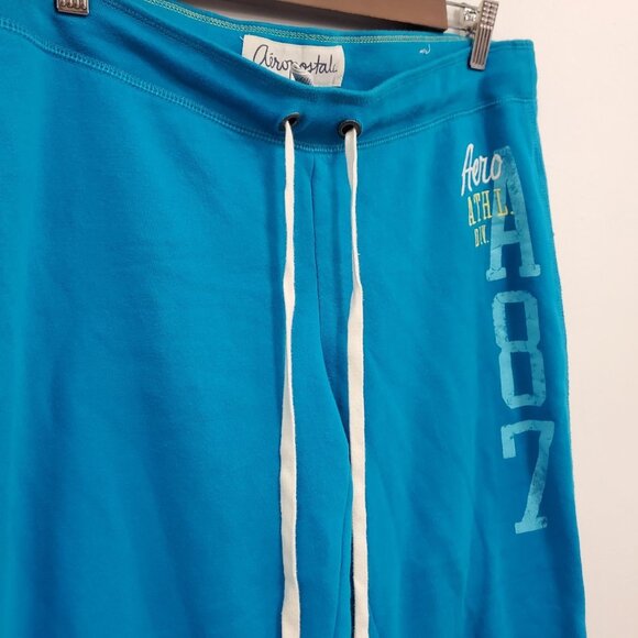 Vintage Aeropostale Womens Y2K Low Rise Sweatpants Size L Blue Spellout 90S - Picture 2 of 16